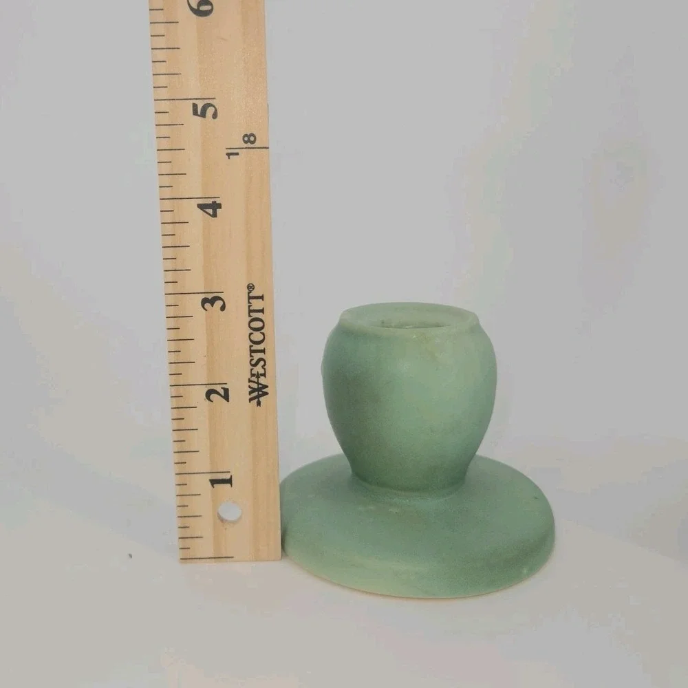 Weller Pottery Wild Rose Green Candle Holders Set of 3 1930s USA Vintage Cottage
